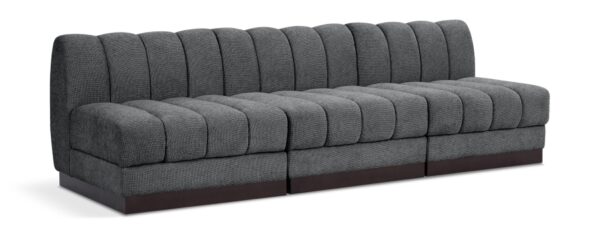 Quinn 96" Chenille Fabric Upholstered 3pc. Armless Modular Sofa