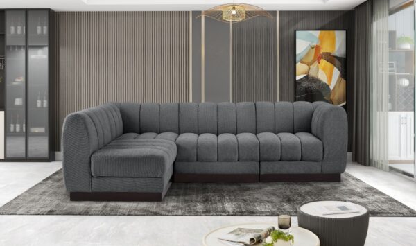 Quinn 101" Chenille Fabric Upholstered 4pc. Modular Sectional