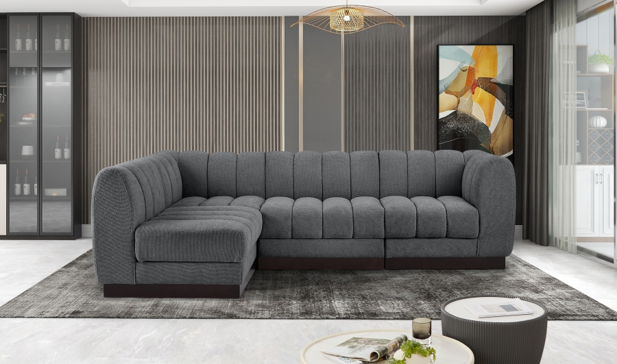 Quinn 101" Chenille Fabric Upholstered 4pc. Modular Sectional