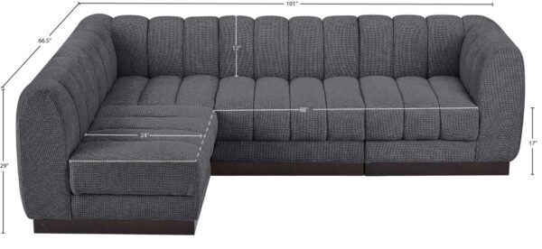 Quinn 101" Chenille Fabric Upholstered 4pc. Modular Sectional