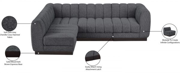 Quinn 101" Chenille Fabric Upholstered 4pc. Modular Sectional
