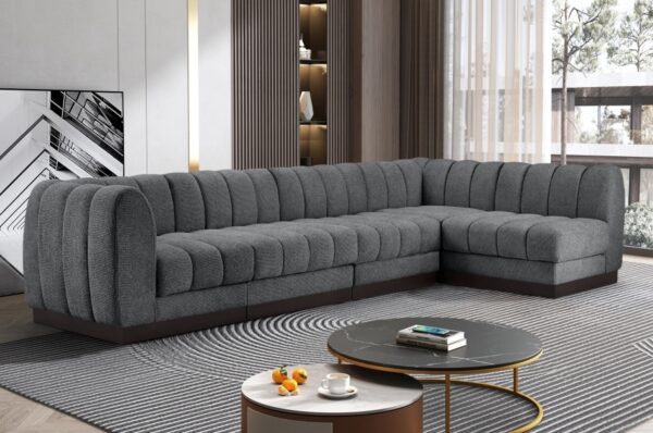 Quinn 133" Chenille Fabric Upholstered 5pc. Modular Sectional