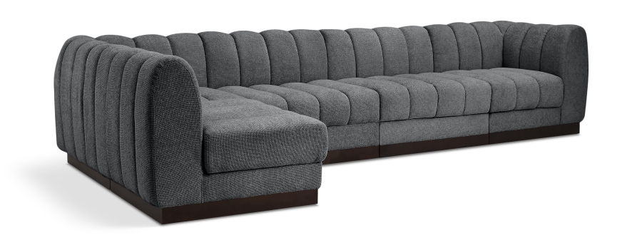 Quinn 133" Chenille Fabric Upholstered 5pc. Modular Sectional