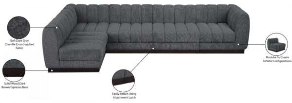 Quinn 133" Chenille Fabric Upholstered 5pc. Modular Sectional