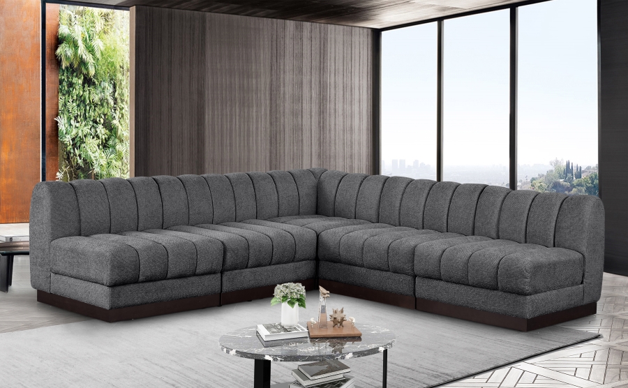 Quinn 98" Chenille Fabric Upholstered 5pc. Modular Sectional