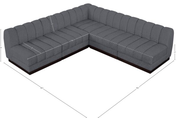 Quinn 98" Chenille Fabric Upholstered 5pc. Modular Sectional