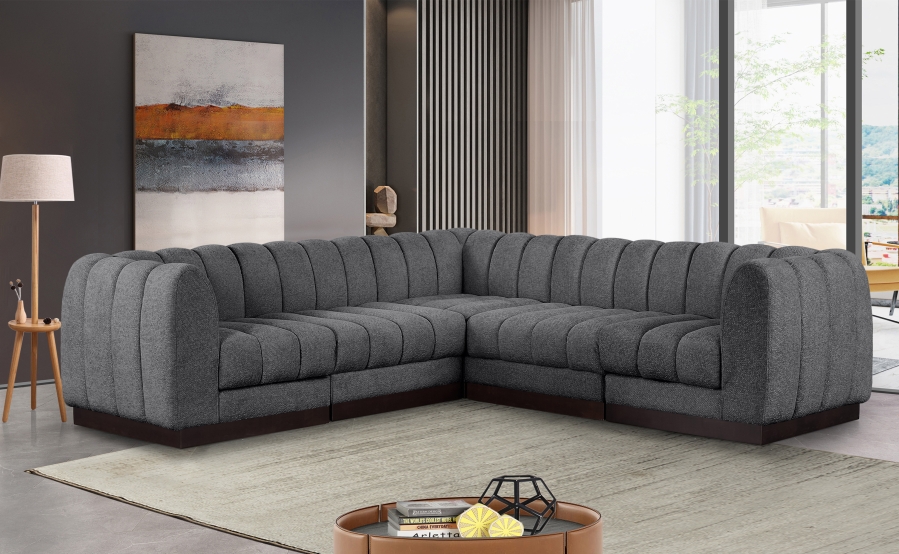 Quinn 101" Chenille Fabric Upholstered 5pc. Modular Sectional