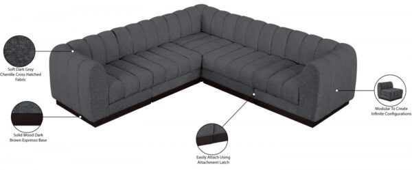 Quinn 101" Chenille Fabric Upholstered 5pc. Modular Sectional