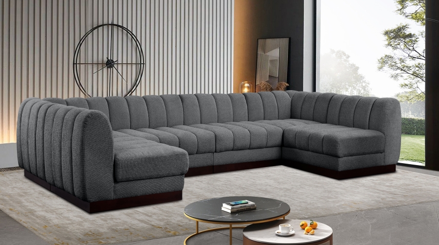 Quinn 133" Chenille Fabric Upholstered 6pc. Modular Sectional