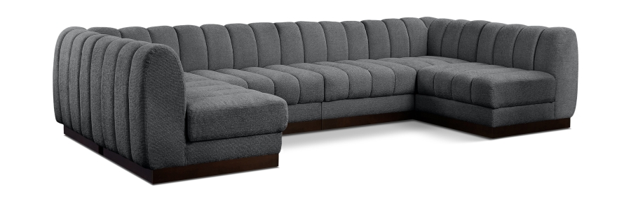 Quinn 133" Chenille Fabric Upholstered 6pc. Modular Sectional