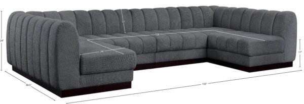 Quinn 133" Chenille Fabric Upholstered 6pc. Modular Sectional