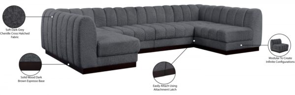 Quinn 133" Chenille Fabric Upholstered 6pc. Modular Sectional