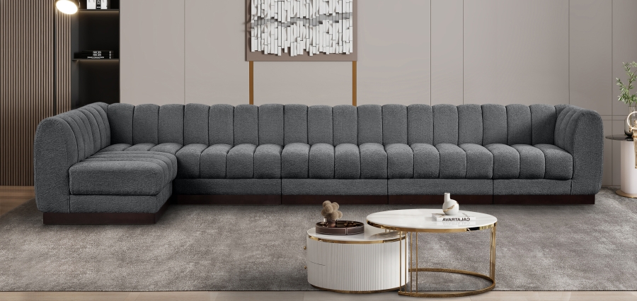 Quinn 165" Chenille Fabric Upholstered 6pc. Modular Sectional