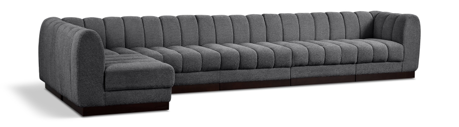 Quinn 165" Chenille Fabric Upholstered 6pc. Modular Sectional