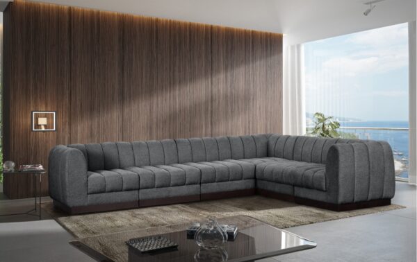 Quinn 133" Chenille Fabric Upholstered 6pc. Modular Sectional