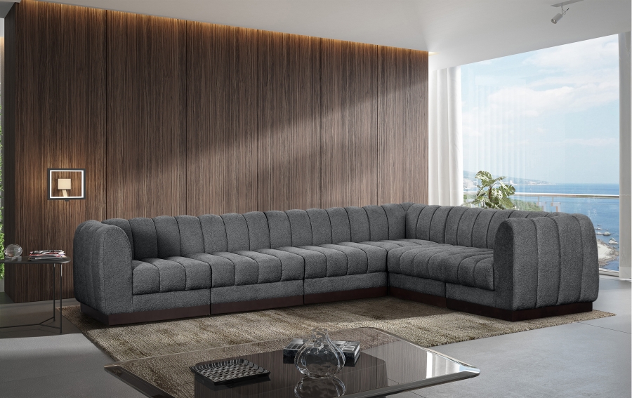 Quinn 133" Chenille Fabric Upholstered 6pc. Modular Sectional