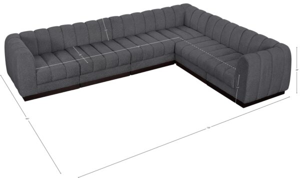 Quinn 133" Chenille Fabric Upholstered 6pc. Modular Sectional