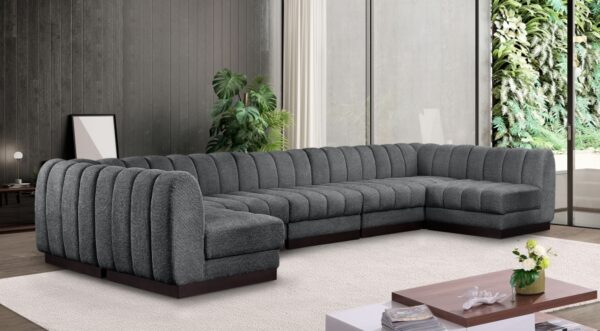 Quinn 165" Chenille Fabric Upholstered 7pc. Modular Sectional
