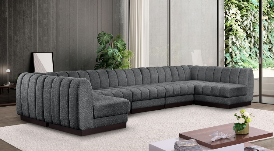 Quinn 165" Chenille Fabric Upholstered 7pc. Modular Sectional