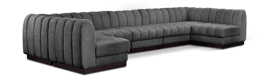 Quinn 165" Chenille Fabric Upholstered 7pc. Modular Sectional