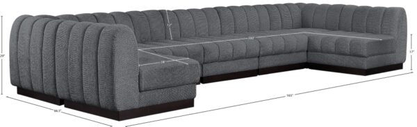 Quinn 165" Chenille Fabric Upholstered 7pc. Modular Sectional