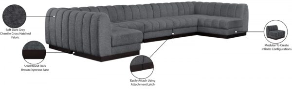 Quinn 165" Chenille Fabric Upholstered 7pc. Modular Sectional