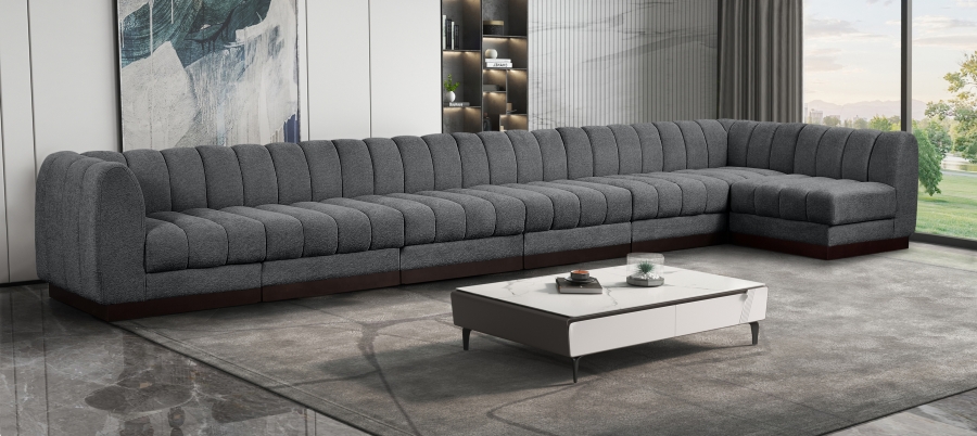 Quinn 197" Chenille Fabric Upholstered 7pc. Modular Sectional