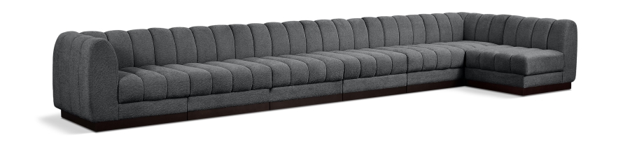 Quinn 197" Chenille Fabric Upholstered 7pc. Modular Sectional