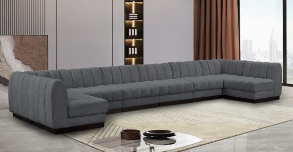 Quinn 197" Chenille Fabric Upholstered 8pc. Modular Sectional