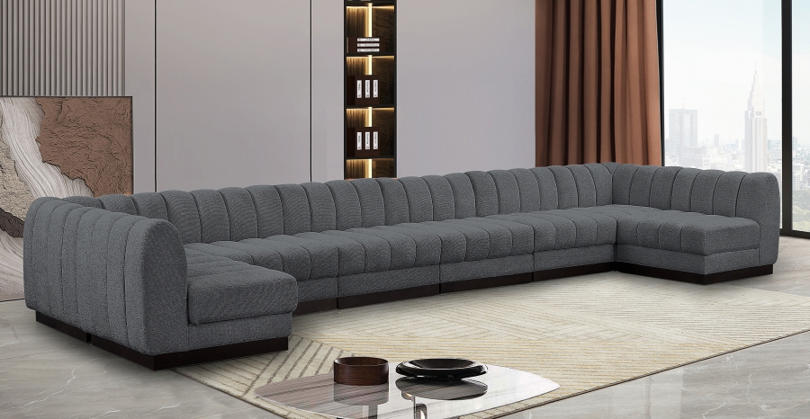 Quinn 197" Chenille Fabric Upholstered 8pc. Modular Sectional