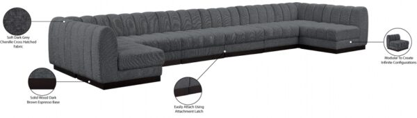 Quinn 197" Chenille Fabric Upholstered 8pc. Modular Sectional