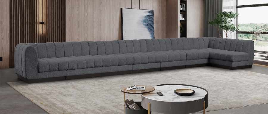 Quinn 229" Chenille Fabric Upholstered 8pc. Modular Sectional