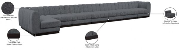 Quinn 229" Chenille Fabric Upholstered 8pc. Modular Sectional