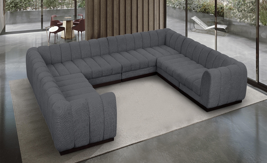 Quinn 133" Chenille Fabric Upholstered 8pc. Modular Sectional