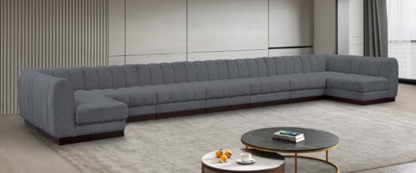 Quinn 229" Chenille Fabric Upholstered 9pc. Modular Sectional