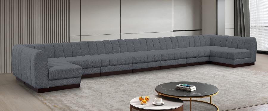 Quinn 229" Chenille Fabric Upholstered 9pc. Modular Sectional