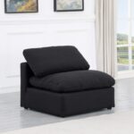 Indulge Linen Textured Fabric Upholstered Armless Modular Chair