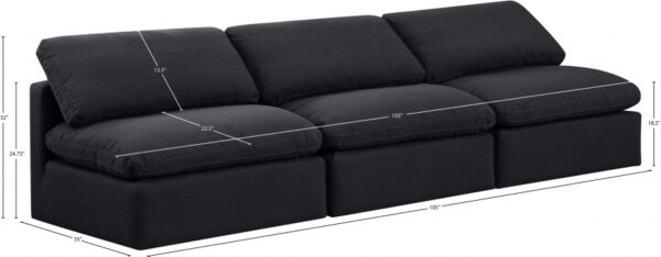 Indulge 105" Linen Textured Fabric Upholstered 3pc. Armless Modular Sofa