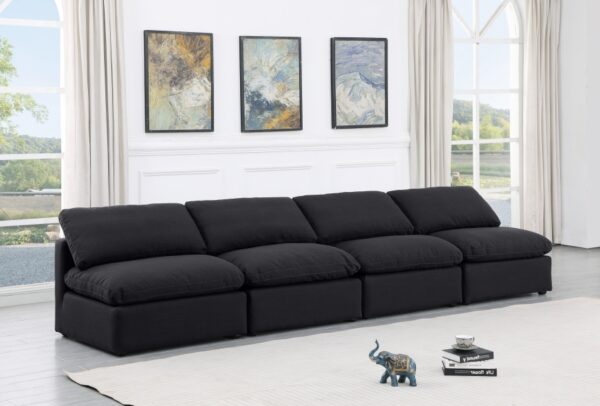 Indulge 140" Linen Textured Fabric Upholstered 4pc. Armless Modular Sofa