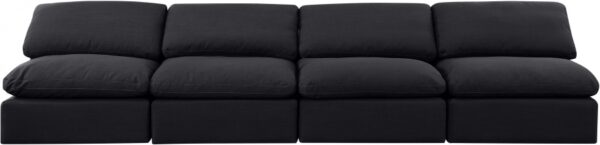 Indulge 140" Linen Textured Fabric Upholstered 4pc. Armless Modular Sofa