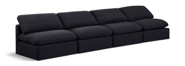 Indulge 140" Linen Textured Fabric Upholstered 4pc. Armless Modular Sofa