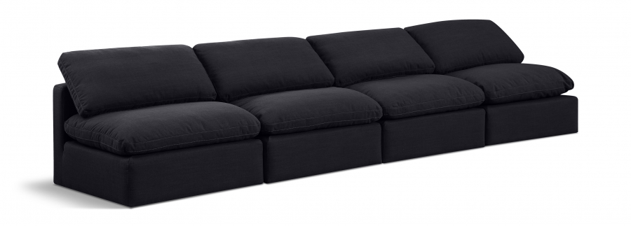 Indulge 140" Linen Textured Fabric Upholstered 4pc. Armless Modular Sofa