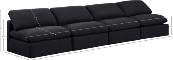 Indulge 140" Linen Textured Fabric Upholstered 4pc. Armless Modular Sofa