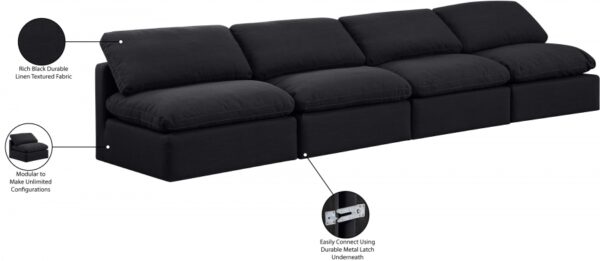 Indulge 140" Linen Textured Fabric Upholstered 4pc. Armless Modular Sofa