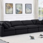 Indulge 140" Linen Textured Fabric Upholstered 4pc. Modular Sofa