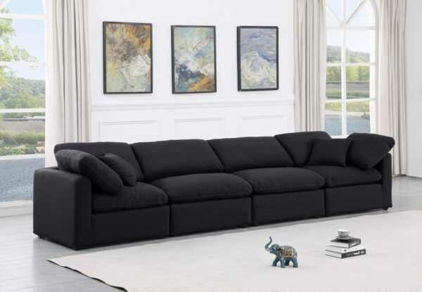 Indulge 140" Linen Textured Fabric Upholstered 4pc. Modular Sofa