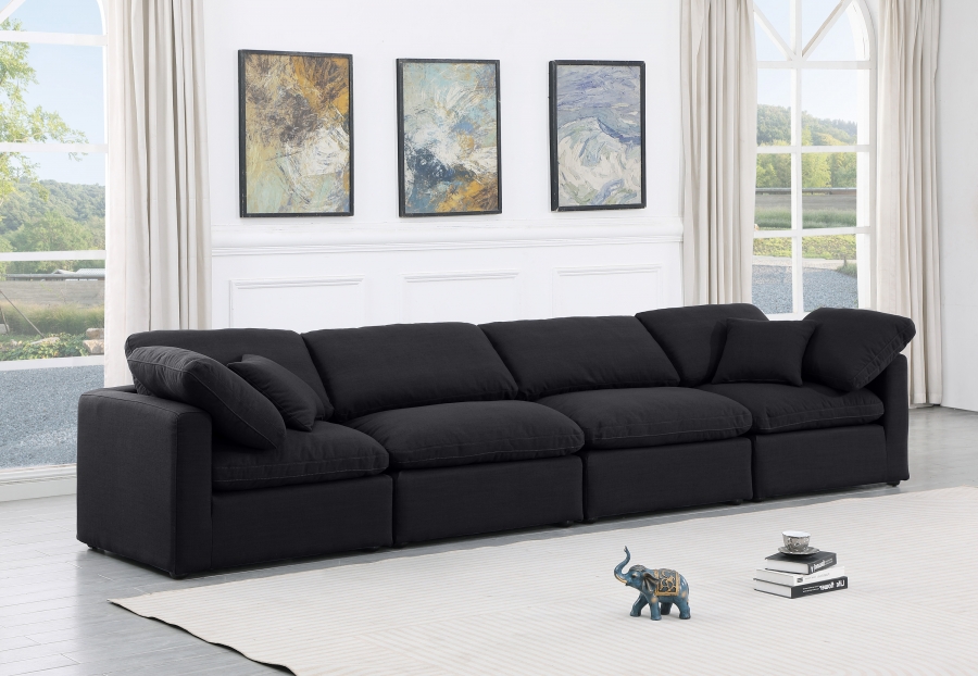 Indulge 140" Linen Textured Fabric Upholstered 4pc. Modular Sofa