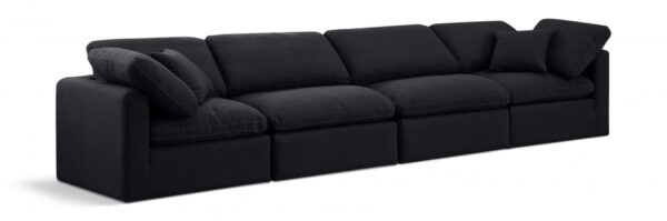 Indulge 140" Linen Textured Fabric Upholstered 4pc. Modular Sofa