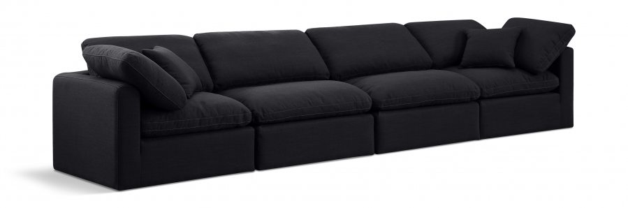 Indulge 140" Linen Textured Fabric Upholstered 4pc. Modular Sofa