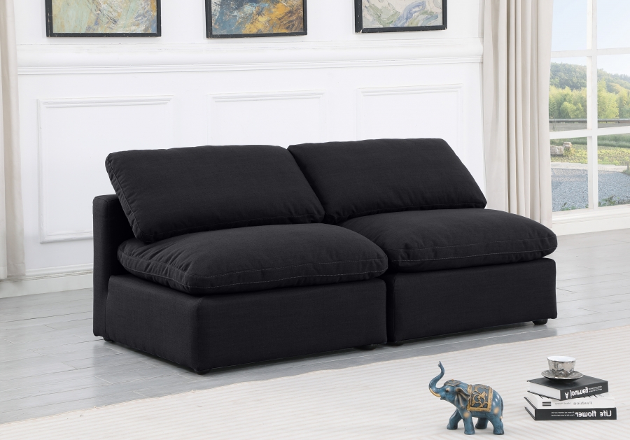 Indulge 70" Linen Textured Fabric Upholstered 2pc. Armless Modular Loveseat